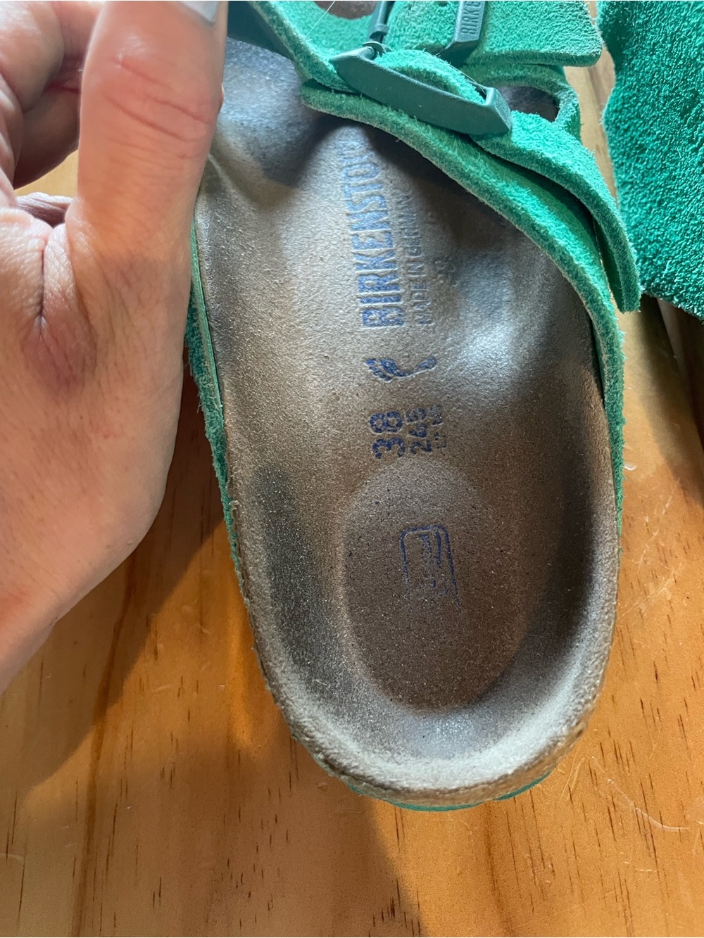 Birkenstock Double-Buckle Suede Sandals in Emerald Green - Picture 4 of 4